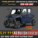 2027 Kawasaki Ridge Crew HVAC Platinum Sport Edition