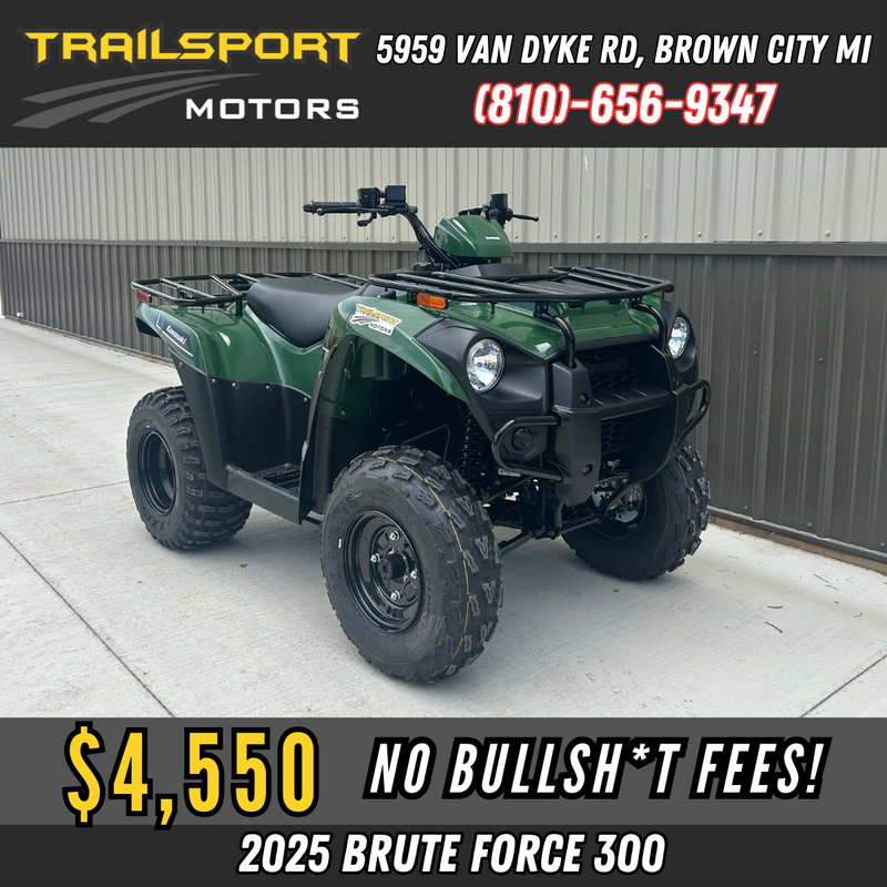 2025 Kawasaki Brute Force 300 | E-Start & Automatic Timberline Green