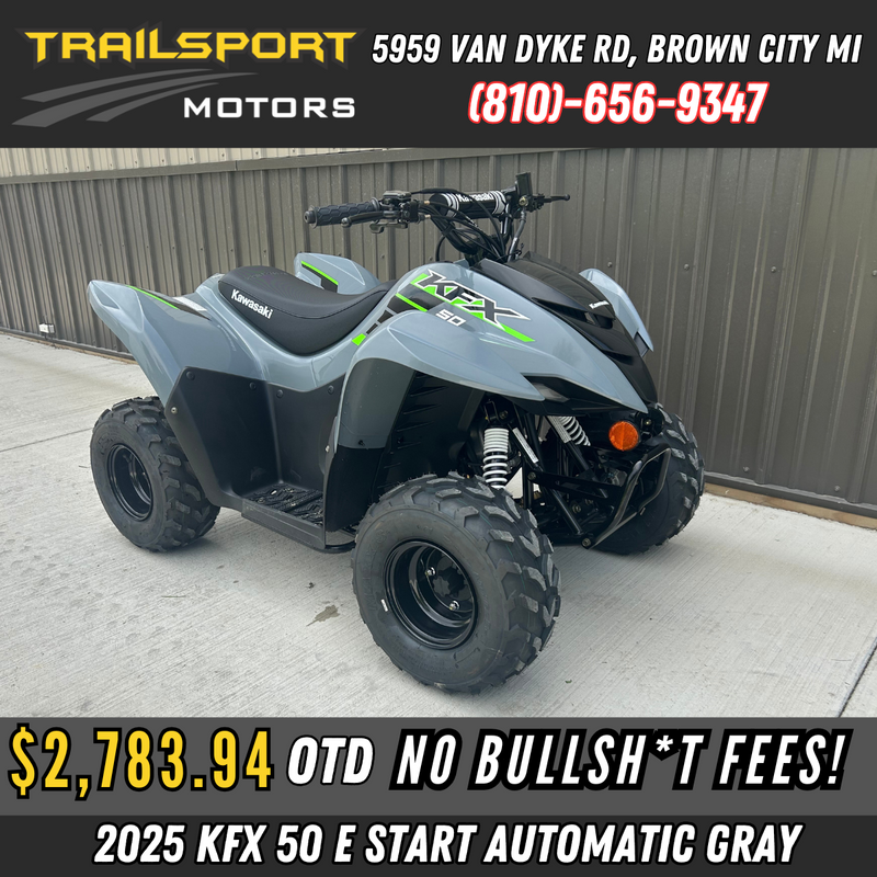 2025 Kawasaki KFX 50 Battle Gray | E-Start & Automatic