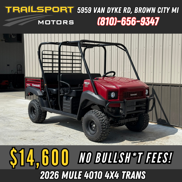 2026 Kawasaki MULE 4010 Trans 4x4 Deep Royal Red