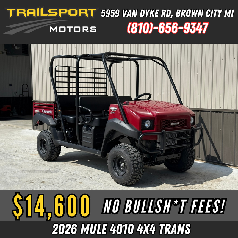 2026 Kawasaki MULE 4010 Trans 4x4 Deep Royal Red